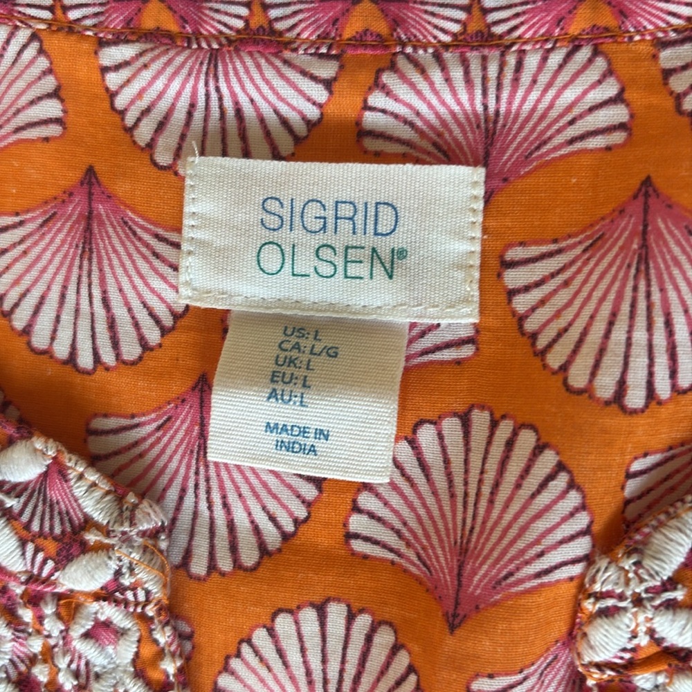 NWOT Sigurd Olsen Print Cotton Tunic With Head Scarf - Picture 2 of 6